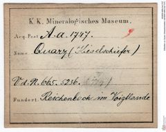 Etiketten zu Quarz (Kieselschiefer) (NHMW-MIN-Aa1747)